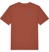 Unisex T-Shirt Lasse in Heritage Brown aus Bio-Baumwolle mit Stickerei, Produktfoto