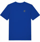Unisex T-Shirt Lasse in Worker Blue aus Bio-Baumwolle mit Stickerei, Produktfoto