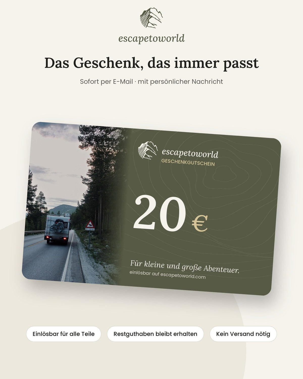 escapetoworld Geschenkgutschein über 20 €